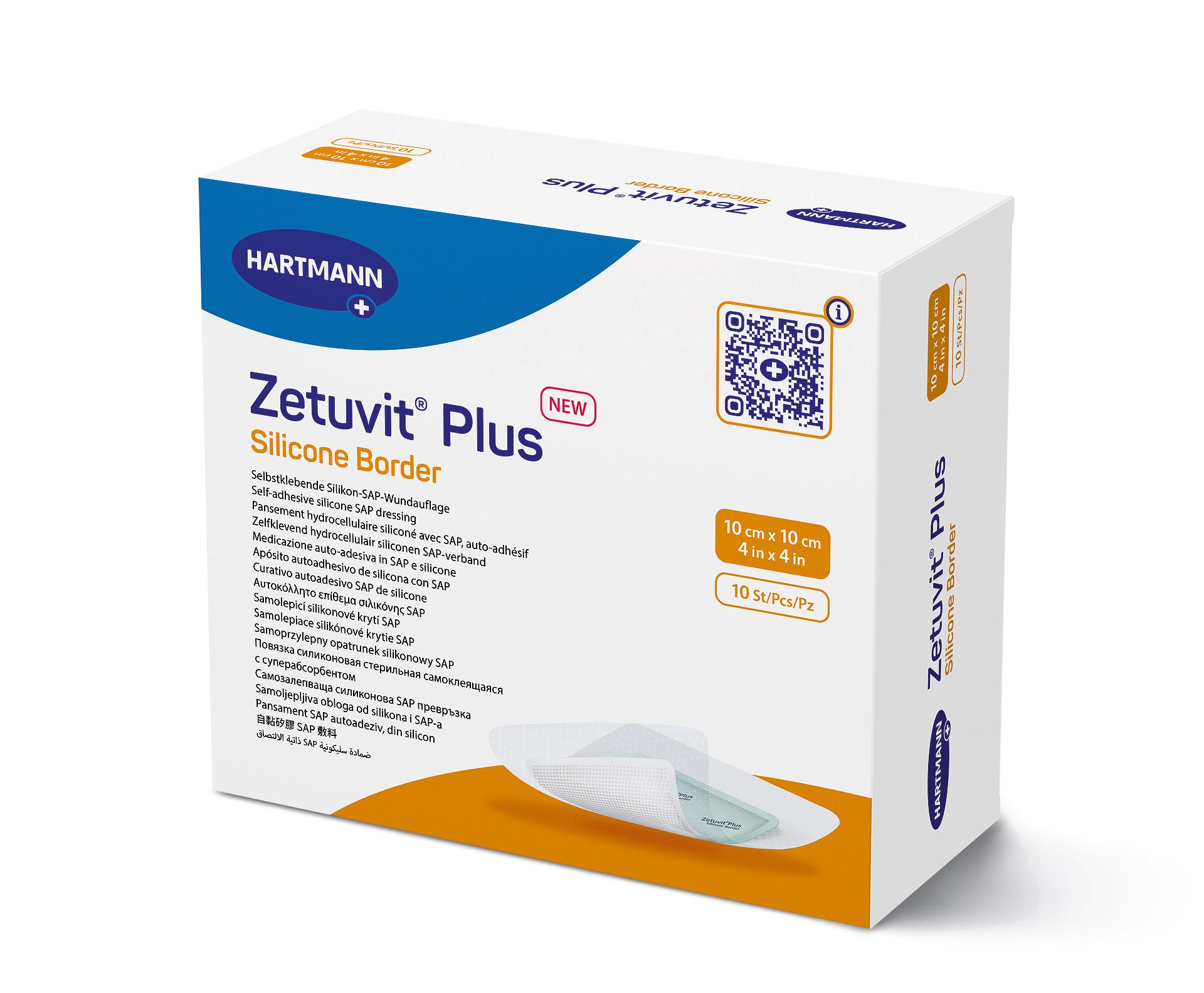 ZETUVIT Plus Silicone Border 10x10 cm