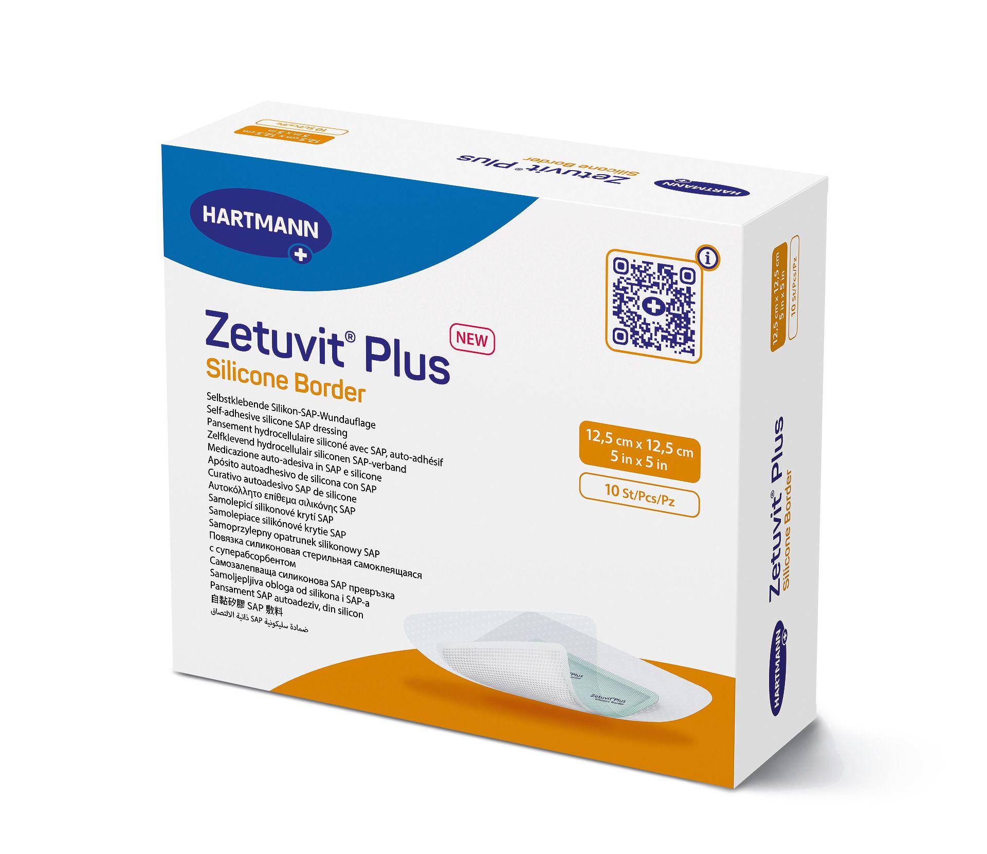 ZETUVIT Plus Silicone Border 12,5x12,5 cm