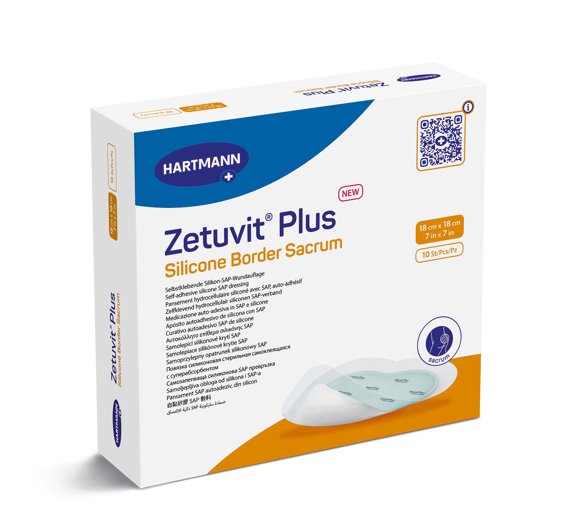 ZETUVIT Plus Silicone Border Sacrum 18x18 cm