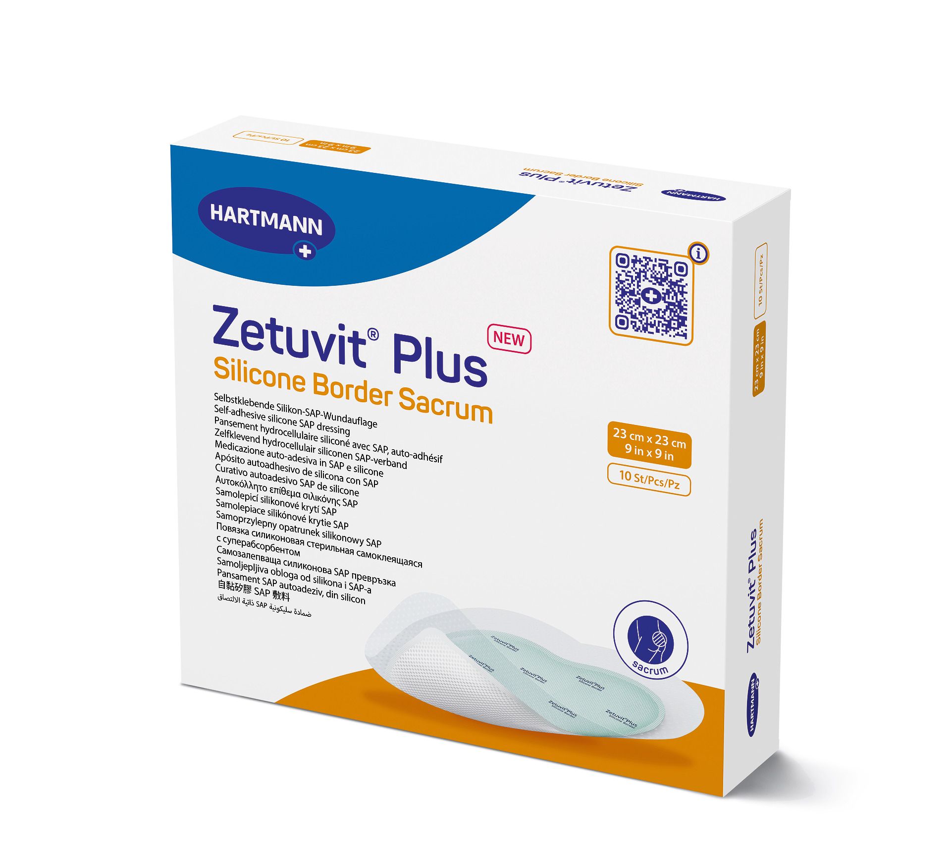 ZETUVIT Plus Silicone Border Sacrum 23x23 cm